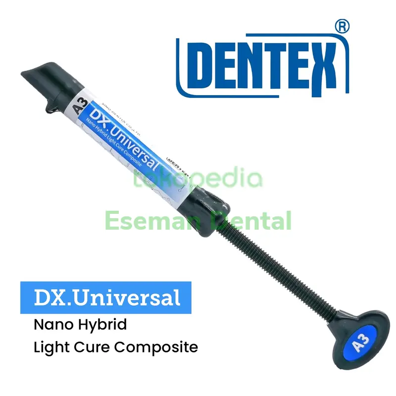 DX Universal Nano Hybrid Composite Komposit Dentex Dental Gigi A1 A2 A3 A3,5 Tumpat Tambal Veneer Dokter Gigi mirip Tokuyama Palfique 3M Filtek Micerium Clearfil 0
