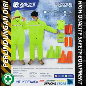 Jas Hujan Besar XL Hoody Anti Rembes - Industrial PVC RainCoat GOSAVE
