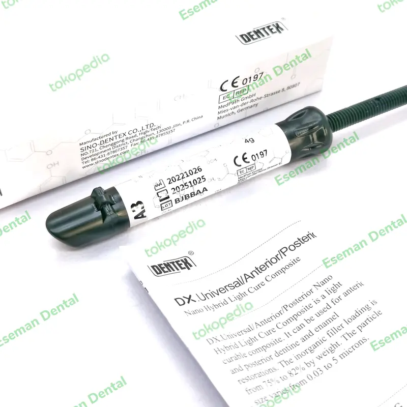 DX Universal Nano Hybrid Composite Komposit Dentex Dental Gigi A1 A2 A3 A3,5 Tumpat Tambal Veneer Dokter Gigi mirip Tokuyama Palfique 3M Filtek Micerium Clearfil 2