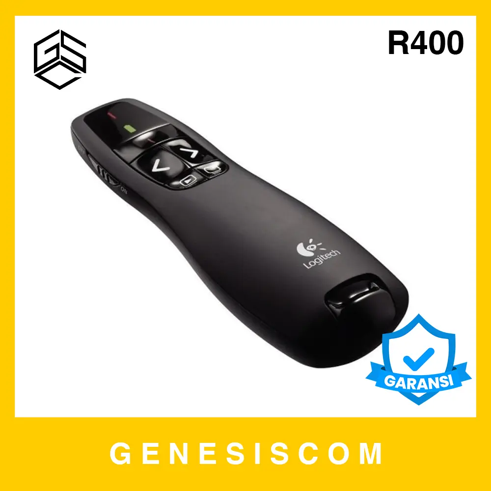 Presenter Laser Pointer LOGITECH R400 Red Laser Merah Portable Slim Wireless - Alat Presentasi Professional Powerpoint Slide ORIGINAL