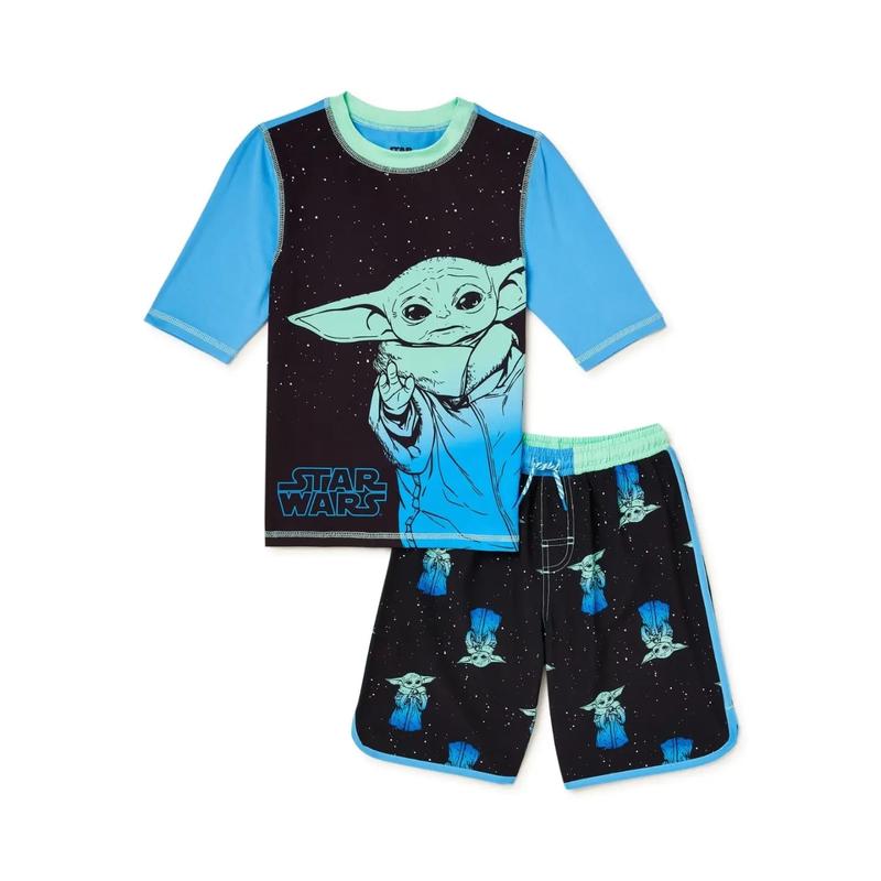 Star Wars The Mandalorian Baby Yoda Rash Guard & Swim Trunk Set - Shop ...
