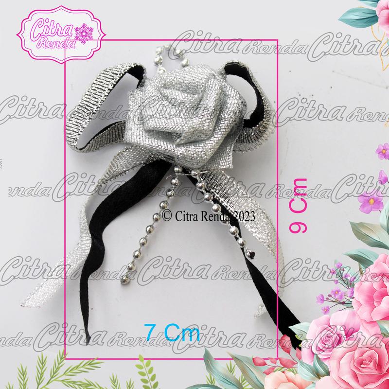(Per Pcs) AP422 Bross Cantik Silver Hitam / Bross Kupu-Kupu 0