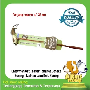 Pancingan Cattyman - Tongkat Kucing Teaser Boneka Sisal Mainan Kitten