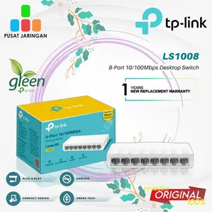 TP-Link LS1008 Switch Desktop 8-Port 10/100Mbps Tanpa Kipas dengan Fitur Green Technology dan 802.3X Flow Control