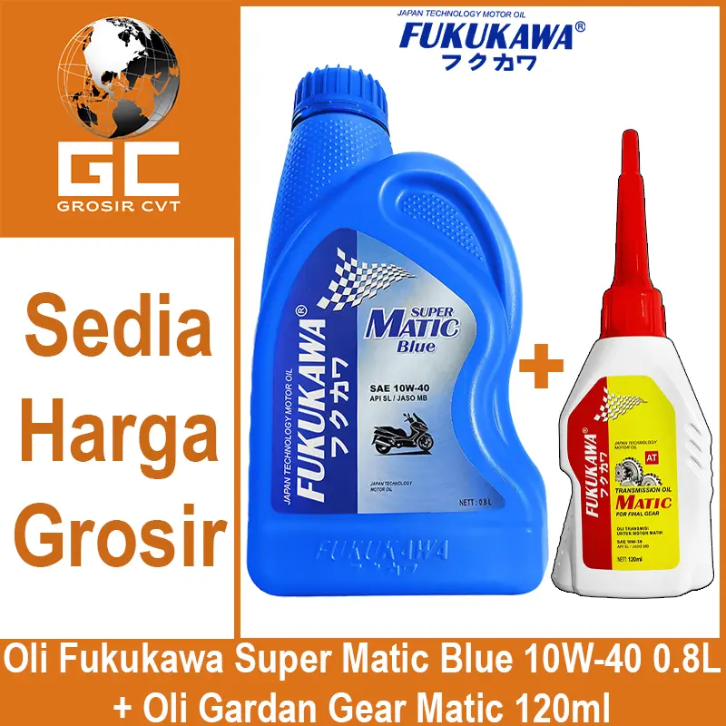 Paket Oli Mesin Gardan Super Matic Blue 10W-40 800ml + 120ml Fukukawa
