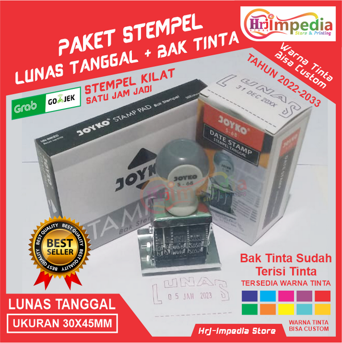 Gambar Jual Stempel Lunas Tanggal Bulan Tahun|Stempel Lunas Tanggal Joyko dari Hrj-Impedia Print Kota Tangerang Selatan Tokopedia