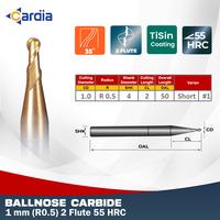 Gambar Ballnose 1 mm R0.5 x 50 Short 2F 55 HRC Ball Nose Mill Carbide CARDIA dari Cardia Tools Kab. Bekasi 1 Tokopedia