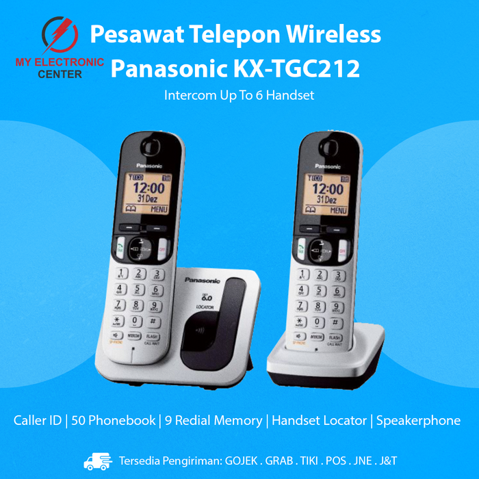 Gambar Telepon Wireless Cordless Panasonic KX-TGC212 Telephone Rumah Kantor dari My Electronic Center Kota Surabaya Tokopedia