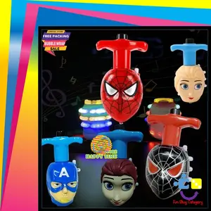 Mainan Anak Gangsing GASING Karakter Captain Spider Peri Lampu Suara