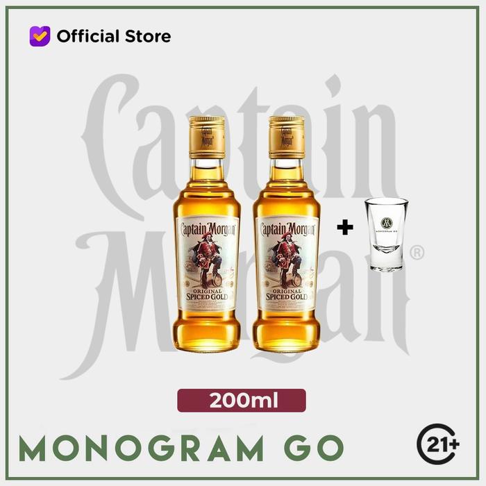 Gambar Captain Morgan Spiced Gold Rum 200ml (2 Bottles + 1 Shoot Glass) dari monogramgo Kota Administrasi Jakarta Utara Tokopedia