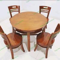 Gambar Set Kursi Makan Minimalis Jati Murah Meja Bundar Kayu Jati dari raja mebel furniture Kab. Jepara 4 Tokopedia