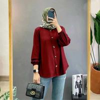Gambar Kemeja Wanita Lengan Panjang Polos Crinkle Kemeja devanka Shirt dari TOF Store_NEW Kota Bandung 1 Tokopedia