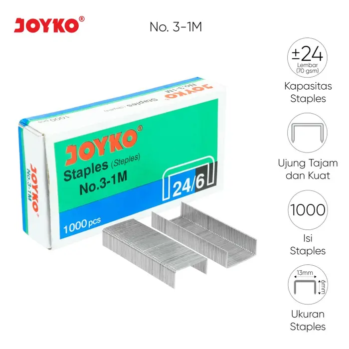 Gambar JOYKO NO.3 REFILL STAPLES STAPLER JEPRETAN ISI STEPLES HEKTER dari TOKO-OEM Kab. Tangerang 5 Tokopedia