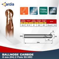 Gambar CARDIA Ballnose 8 mm R4 x 60 2 Flute 55 HRC Ball Nose Mill Carbide dari Cardia Tools Kab. Bekasi 1 Tokopedia