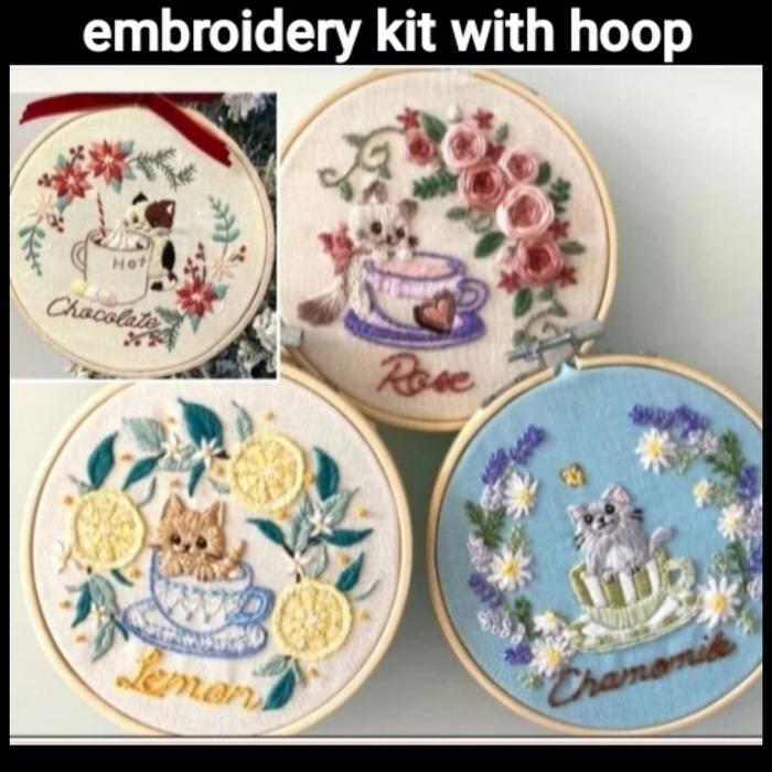 Gambar diy embroidery kit paket sulam benang kucing bunga buah bordir sulaman dari Hobi Craft Indonesia Kab. Bandung Tokopedia