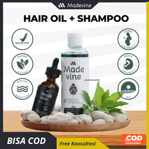 Gambar Paket Hair Oil + Shampo Madevine Untuk Rambut Rontok 100% Ekstra Alami dari Ind Herbal NI Kab. Bandung Tokopedia