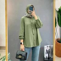 Gambar Kemeja Wanita Lengan Panjang Polos Crinkle Kemeja devanka Shirt dari TOF Store_NEW Kota Bandung 3 Tokopedia