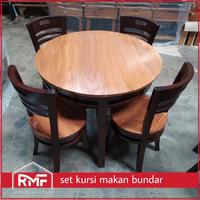 Gambar Set Kursi Makan Minimalis Jati Murah Meja Bundar Kayu Jati dari raja mebel furniture Kab. Jepara 2 Tokopedia