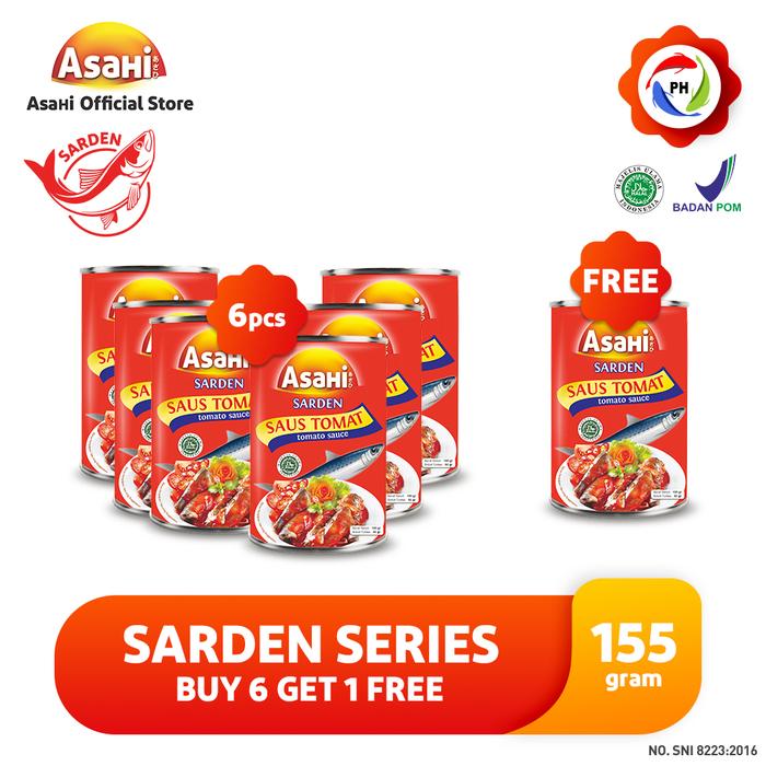 Gambar AsaHi Sarden Saus Tomat 155 gr - Buy 6 Get 1 Sarden Saus Tomat 155 gr dari AsaHi Official Store Kota Surabaya Tokopedia
