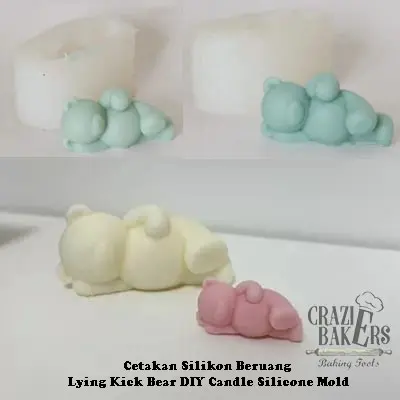 Cetakan Silikon Beruang Lying Kick Bear DIY Candle Silicone Mold