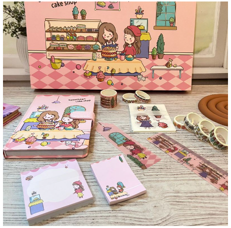 Gambar Diary Set -Journal Set - JURNAL 7 IN 1 SWEETHEART CAKE SHOP dari Little Charme Kota Administrasi Jakarta Barat Tokopedia