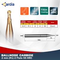 Gambar Ballnose 2 mm R1 x 50 - 2F Short 55 HRC ball nose mill Carbide CARDIA dari Cardia Tools Kab. Bekasi 1 Tokopedia