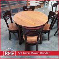 Gambar Set Kursi Makan Minimalis Jati Murah Meja Bundar Kayu Jati dari raja mebel furniture Kab. Jepara 1 Tokopedia