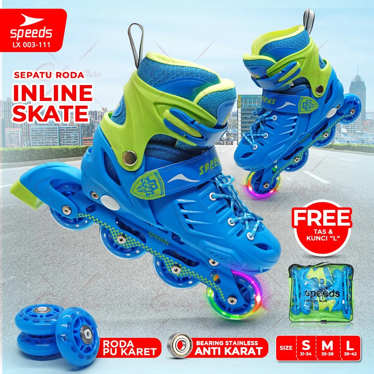 SEPATU RODA ANAK INLINE SKATE POWER AOSITE RODA PVC BM BS BARANG IMPOR