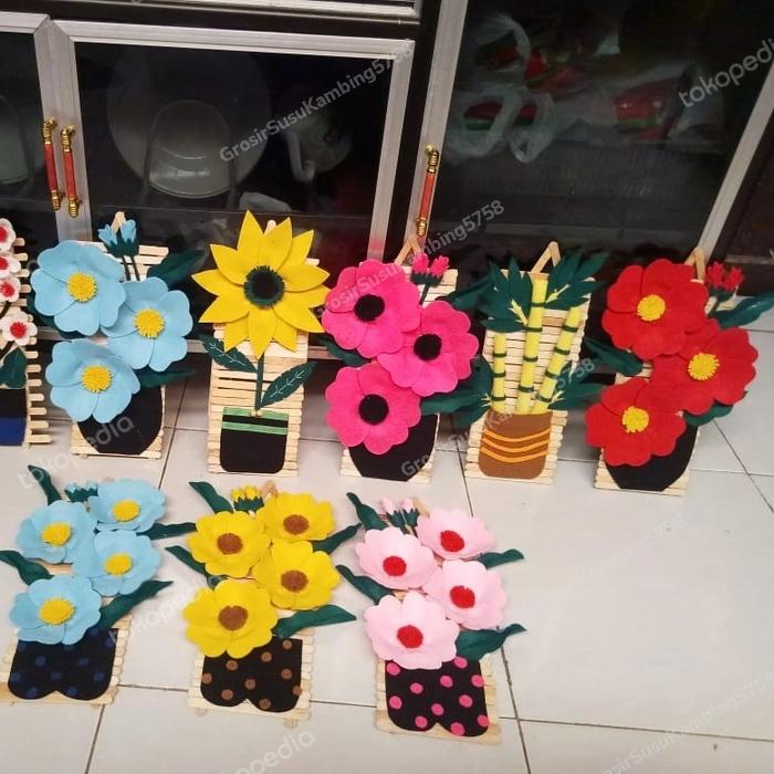 Gambar Kerajinan stik es krim hiasan dinding kain fanel flanel unik lucu dari GrosirSusuKambing5758 Kab. Bantul Tokopedia