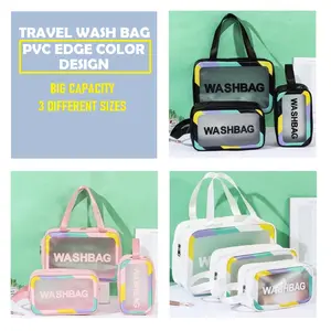 Waterproof PVC EDGE COLOR TRANSPARENT WASH BAG / Tas Travel Toiletry
