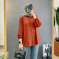 Gambar Kemeja Wanita Lengan Panjang Polos Crinkle Kemeja devanka Shirt dari TOF Store_NEW Kota Bandung 4 Tokopedia