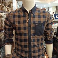 Gambar atasan kemeja pria cardinal lengan panjang slim fit kotak-kotak coklat dari Star gallery 1 Kab. Bogor 2 Tokopedia