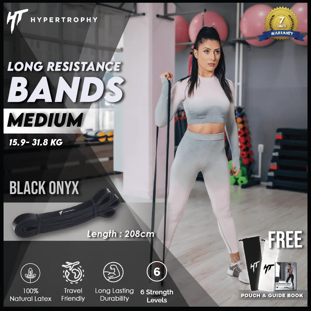 Long Resistance Power Band - (Level 3 Medium 35 - 70 pounds / 15.9 - 31.8 kg) Premium Alat Fitness Stretch Loop Elastic Tali Karet Olahraga Multifungsi Workout Hypertrophy Pilates Yoga Premium Latex Pull Up Arm Legs