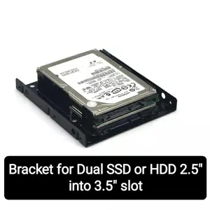 Bracket for Dual HDD SSD SATA 2.5 inch into 3.5 inch slot Caddy Cage