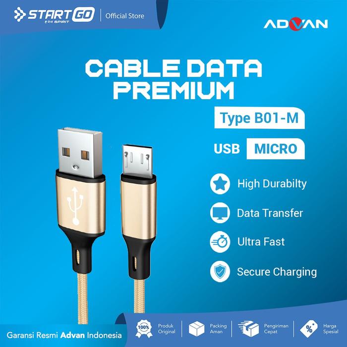 Gambar ADVAN STARTGO Kabel Cable Data Premium USB to Micro dari Golden Celluler Kota Administrasi Jakarta Pusat 5 Tokopedia