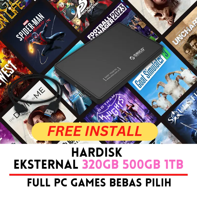 Hardisk HDD Eksternal 320GB 500GB 1TB Full Game PC Bebas Pilih