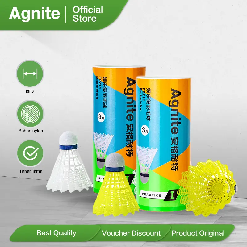 Agnite Kok Badminton / Kok Bulutangkis / Shuttlecock Nylon Isi 3 F2211 0