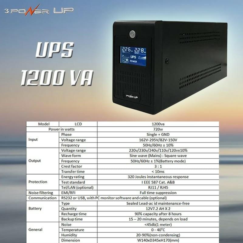 UPS POWERUP POWER UP 1200VA 1200 LCD DISPLAY - Shop | Tokopedia
