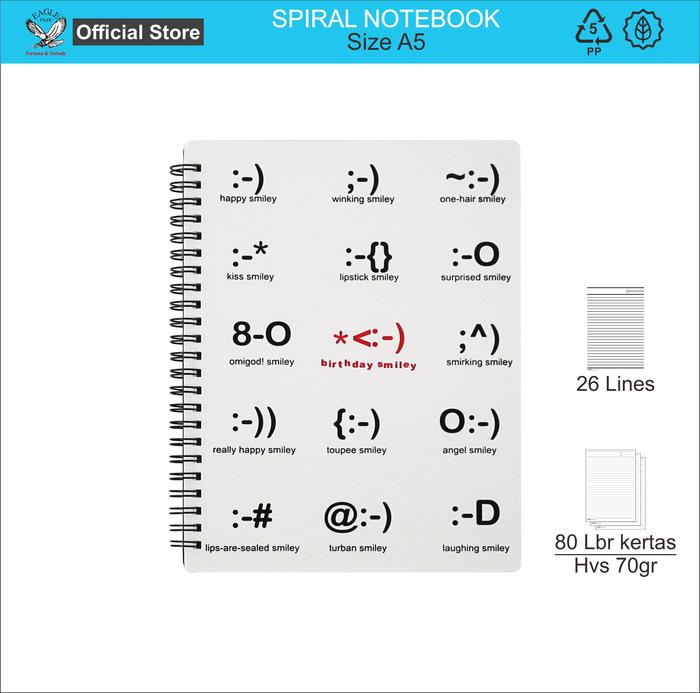 Gambar Buku Tulis Spiral / Spiral Notebook A5 Tomex Emoji TX 810106 dari EAGLE FILES OFFICIAL Kota Administrasi Jakarta Barat Tokopedia
