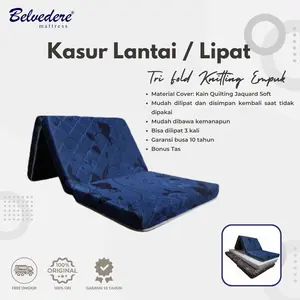 Kasur Lantai / Lipat 3 Fold Knitting Empuk & Portable Tebal 10cm