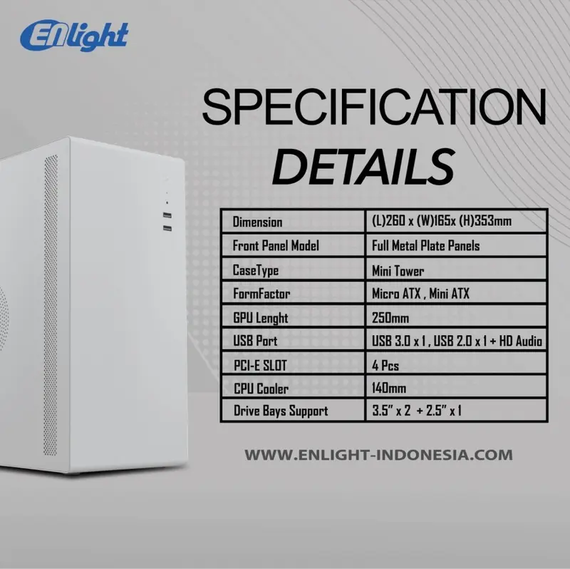 CASING ENLIGHT  EN-200 Mini ATX  PSU 300W  By Enlight 3
