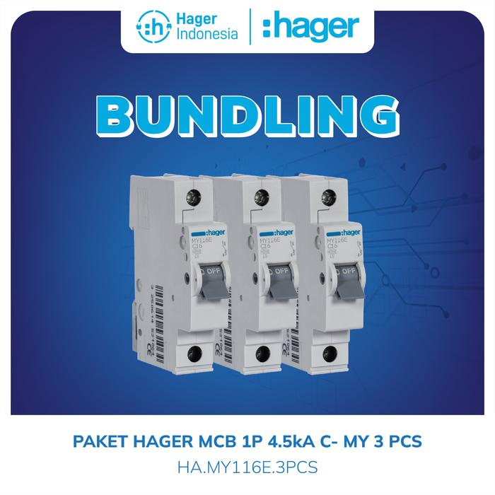 Gambar PAKET HAGER MCB 1P 4.5kA C- MY 3 PCS - HA.MY106E dari Hager Indonesia Kota Administrasi Jakarta Barat 4 Tokopedia
