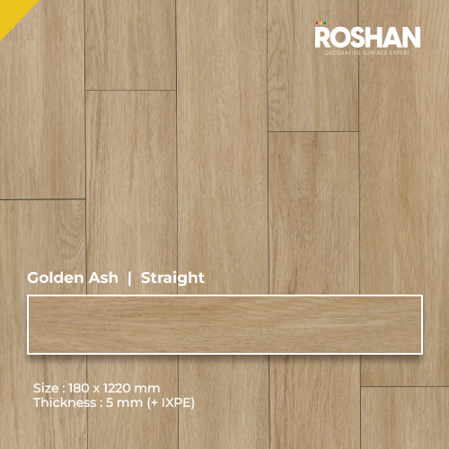 Gambar ROSHAN SPC FLOORING 180x1220 MM - GOLDEN ASH [ STRAIGHT ] dari Valentino Gress Kota Administrasi Jakarta Pusat Tokopedia