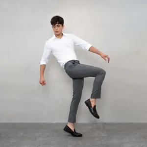 Celana Bahan formal Kerja pria Slim fit abu medium pants trouser
