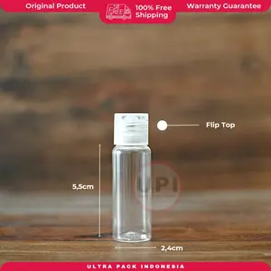 BOTOL PET BR 20ML CLEAR & FLIP TOP NATURAL [ KEMASAN BOTOL FLIPTOP ISI ULANG TRAVEL SIZE ]