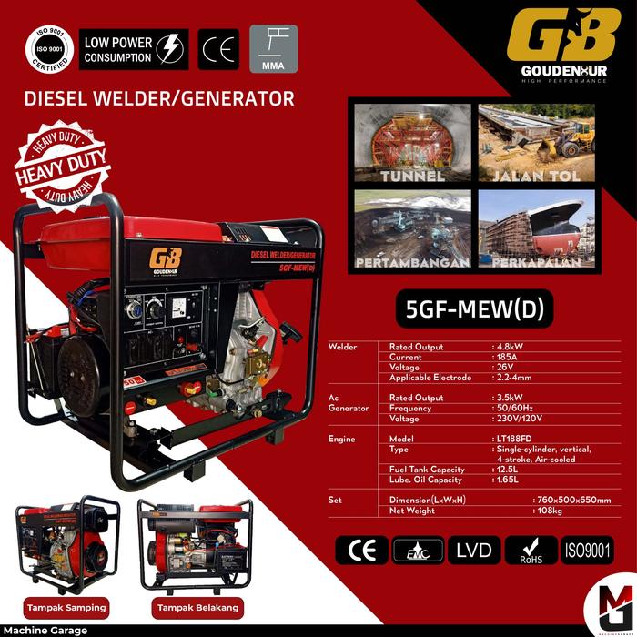 Gambar DIESEL WELDER/GENERATOR GB 5GF-MEW(D) dari MACHINE GARAGE Kota Medan Tokopedia