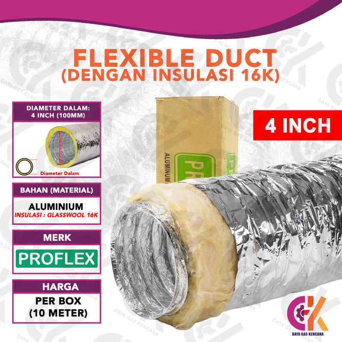 Gambar Flexible Duct 4 Inch // Proflex Insulasi Ducting Round 4" inci 100mm - ECER Per Meter dari Daya Gas Kencana Kota Administrasi Jakarta Barat 5 Tokopedia
