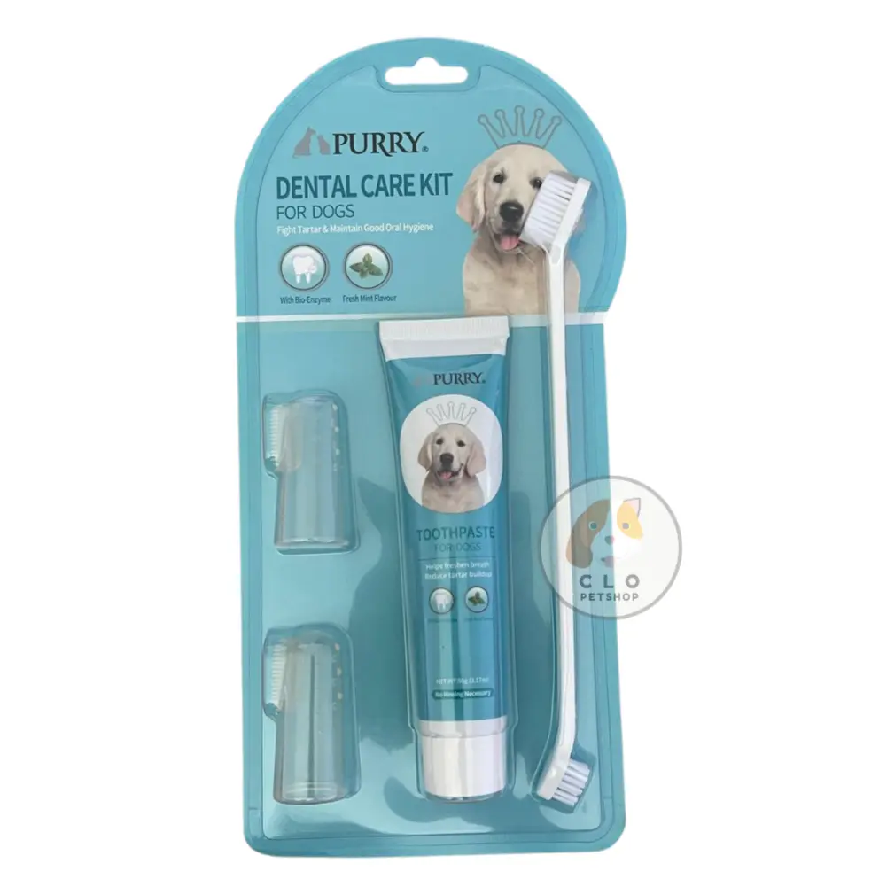 Purry Dental Care Kit For Dog Sikat Pasta Gigi Set anjing