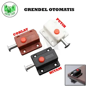 Grendel Tekan / Pencet Otomatis Coklat Putih Hitam Grendel Pengunci Pintu