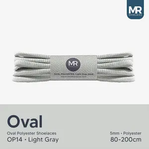MR Shoelaces OP14 Light Grey Abu Muda Tali Sepatu Oval 5mm 70cm-200cm